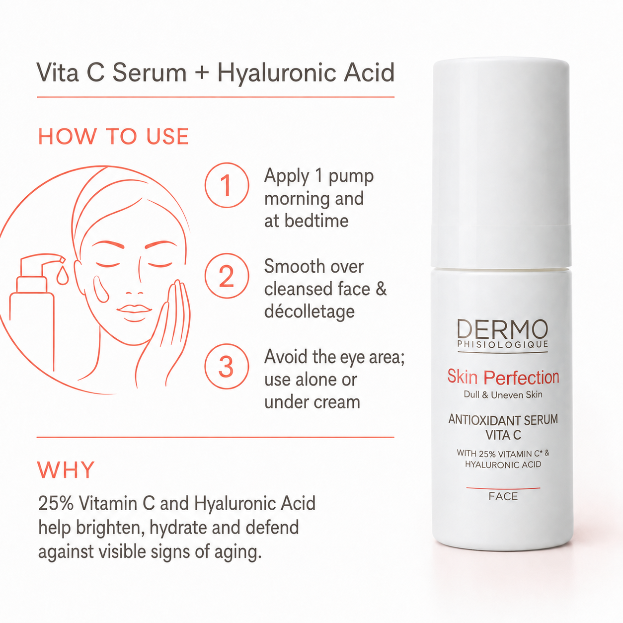 Vita C Serum with Hyaluronic Acid | Brightening Serum | DermoPH USA